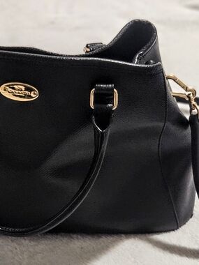 Coach Black Leather Shoulder Bag with Gold Hardware